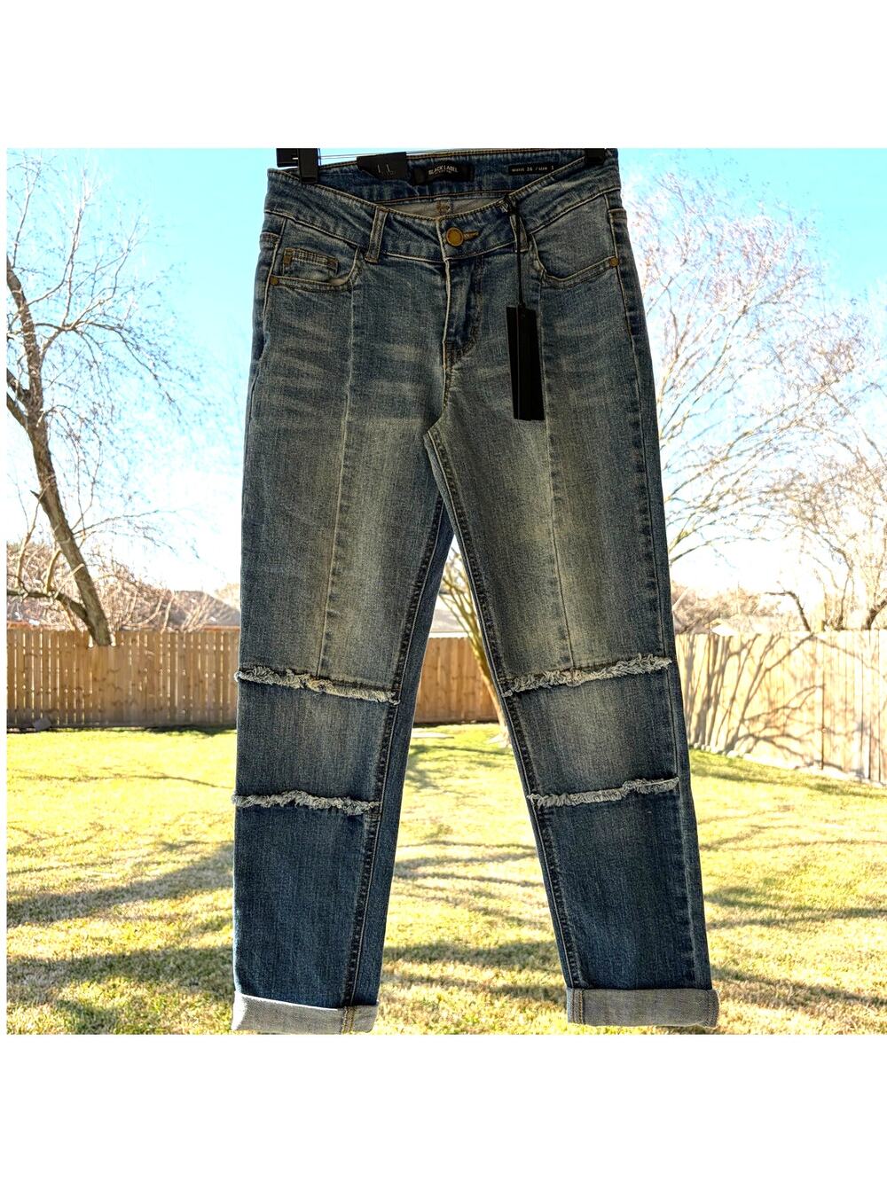 C'EST TOI Black Label Paneled Girlfriend Jeans Sz 26 NWT